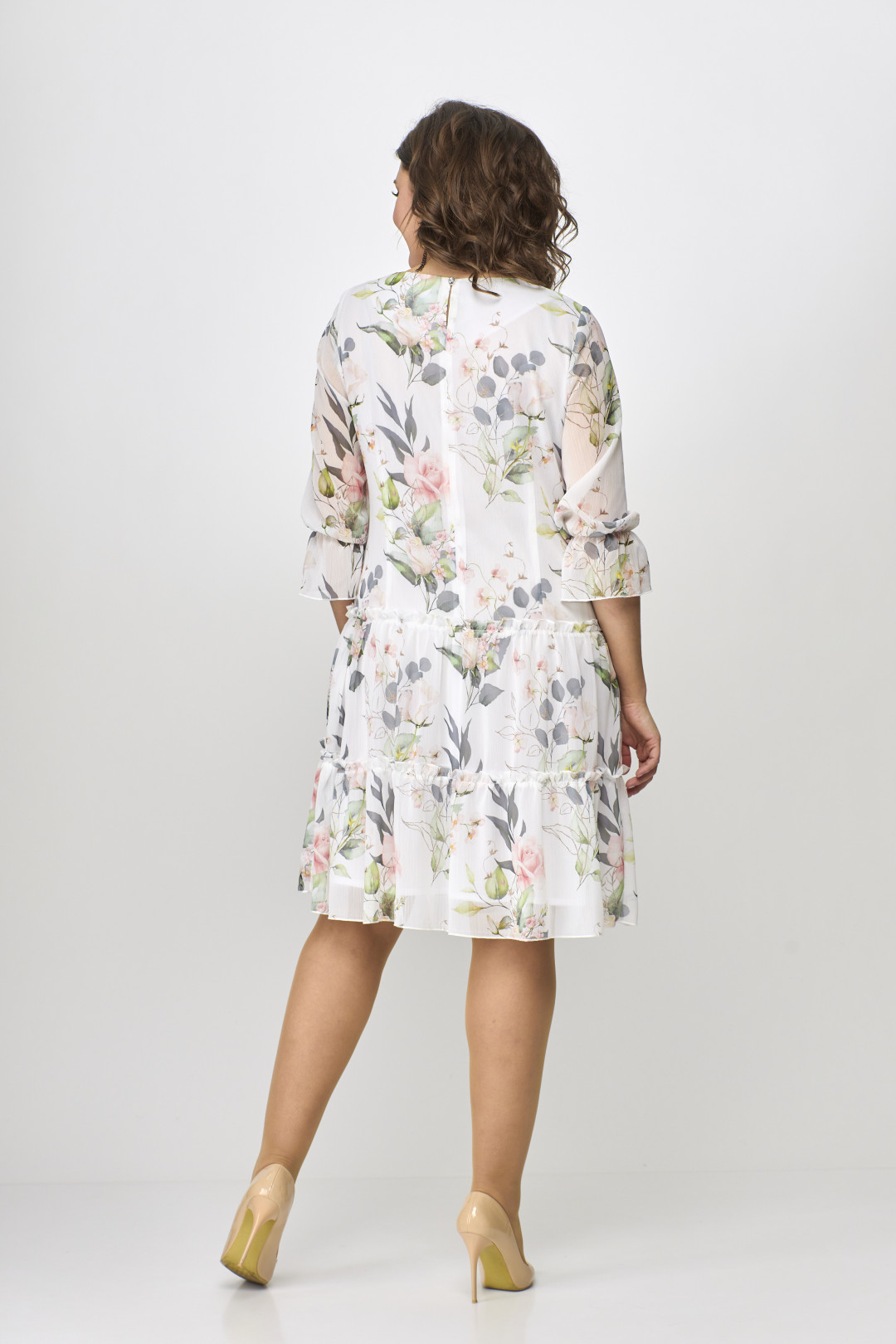 Платье Мода-Версаль 2328 молочный+цветы